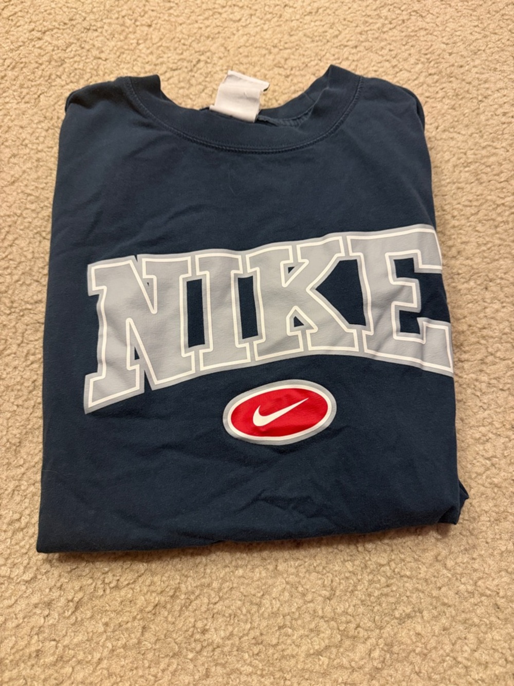 Nike Dark Blue Graphic Logo Tee with Red Swoosh